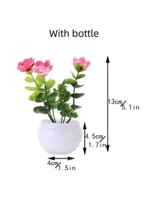 1 Chậu Hoa Nhân Tạo Bằng Nhựa, Vật Trang Trí Trong Chậu Giả Hiện Đại Để Trang Trí Bàn - Màu Hồng Tươi - Xem 4