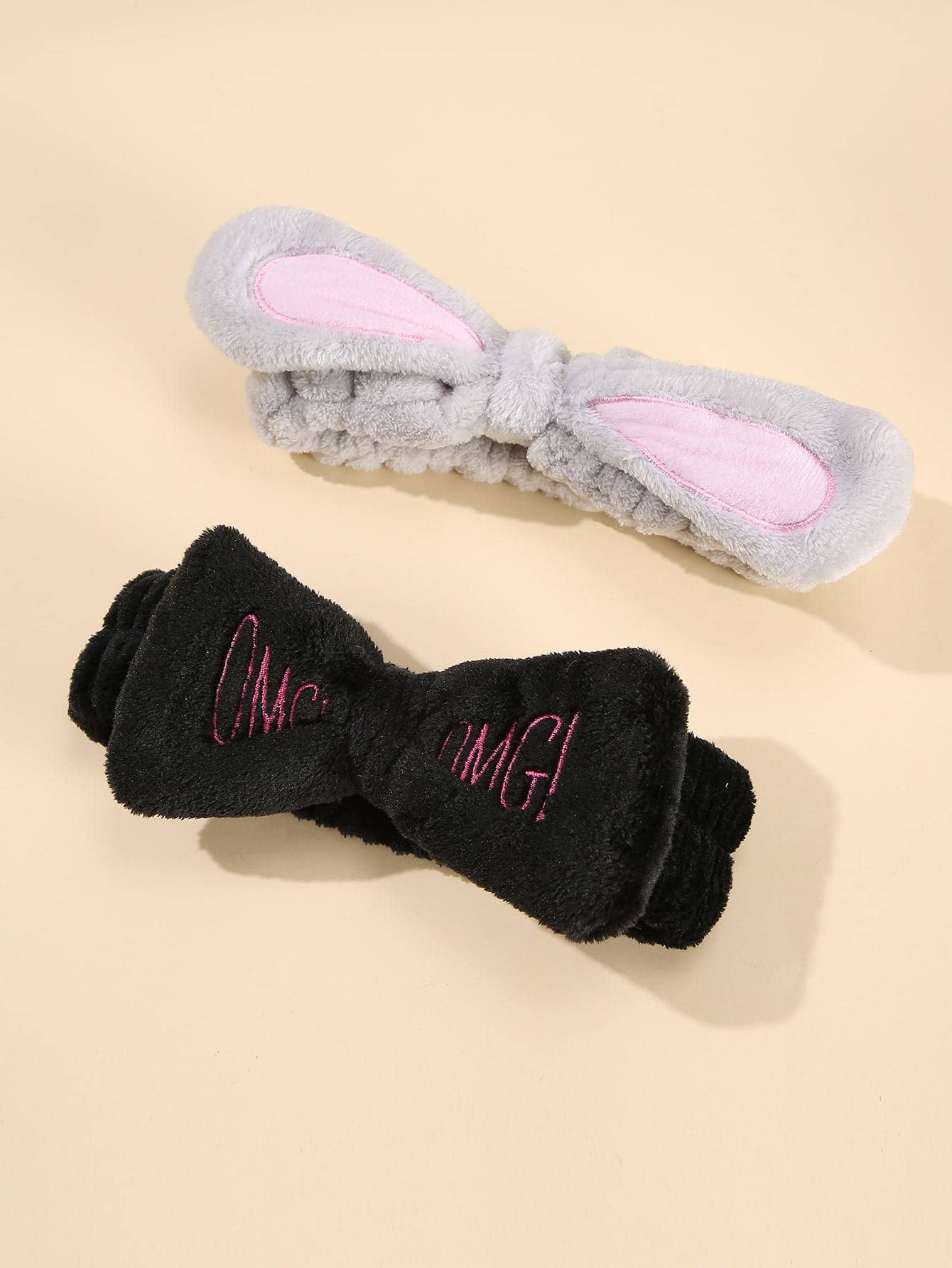 2 Cái/bộ Thêu Chữ Tắm Đầu, Polyester Hiện Đại Nơ Trang Trí Trang Điểm Mặt Đầu Cho Phòng Tắm - Nhiều màu - Xem 1