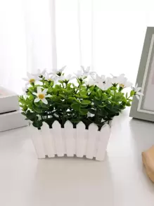 1 件人造盆栽植物，现代塑料人造植物，适用于家居装饰、情人节、礼物 - 白色 - 查看 1