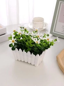 1 件人造盆栽植物，现代塑料人造植物，适用于家居装饰、情人节、礼物 - 白色 - 查看 2