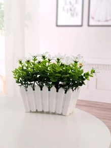 1 件人造盆栽植物，现代塑料人造植物，适用于家居装饰、情人节、礼物 - 白色 - 查看 3
