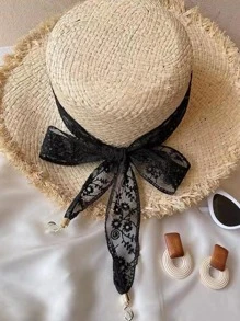 1入組蕾絲裝飾用品吊墜圍巾適用於日常穿著,即可使用作為髮圈或者髮箍 - 黑色 - 查看 2