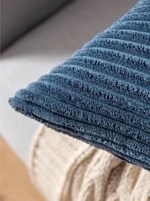 1入組素色靠墊套不附帶塵土飛揚的藍色的簡約風燈芯絨抱枕適用於長沙發