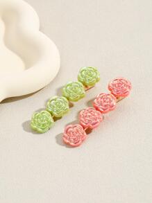 2 chiếc kẹp tóc nữ trang trí hoa phong cách ngọt ngào cho cuộc sống hàng ngày - Hồng - Xem 1