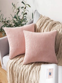 1入組素色粉色的靠墊套不附帶現代柔軟的抱枕套適用於家用的 - 粉色 - 查看 1