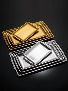 1 件，托盘，不锈钢韩式烧烤托盘，餐盘，烧烤盘托盘，食物托盘，派对托盘，甜点托盘，蛋糕托盘，水果托盘，小吃托盘，厨房用品，厨房，圣诞礼物 - 金色 - 查看 6