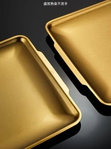 1 件，托盘，不锈钢韩式烧烤托盘，餐盘，烧烤盘托盘，食物托盘，派对托盘，甜点托盘，蛋糕托盘，水果托盘，小吃托盘，厨房用品，厨房，圣诞礼物 - 金色 - 查看 7