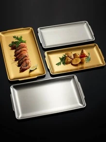 1 件，托盘，不锈钢韩式烧烤托盘，餐盘，烧烤盘托盘，食物托盘，派对托盘，甜点托盘，蛋糕托盘，水果托盘，小吃托盘，厨房用品，厨房，圣诞礼物 - 金色 - 查看 8