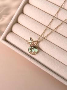 1入組時尚鐵飛機吊墜項鍊適合女士日常裝飾 - 彩色 - 查看 2