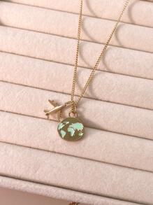 1入組時尚鐵飛機吊墜項鍊適合女士日常裝飾 - 彩色 - 查看 4