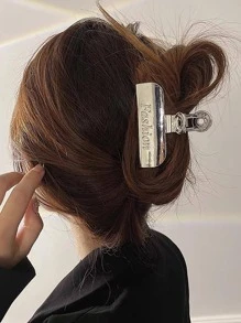 1 cái Phụ Nữ Chữ Đồ Họa Giản Dị Vuốt Tóc Cho Cuộc Sống Hàng Ngày - Bạc - Xem 1