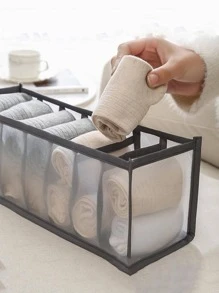 1pc Clear Multi-grid Underwear Storage Box, Modern Acrylic Sock Underwear Organizer Divider For Home - Multicolor - View 3