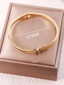 1 PC Thời Trang Inox Rhinestone Trang Trí Bangle Cho Phụ Nữ Để Trang Trí Hàng Ngày - Vàng - Xem 4