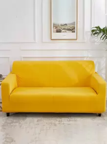 1pc Solid Color Sofa Slipcover, Modern Polyester Yellow Stretch Sofa Slipcover For Home - Yellow - View 1