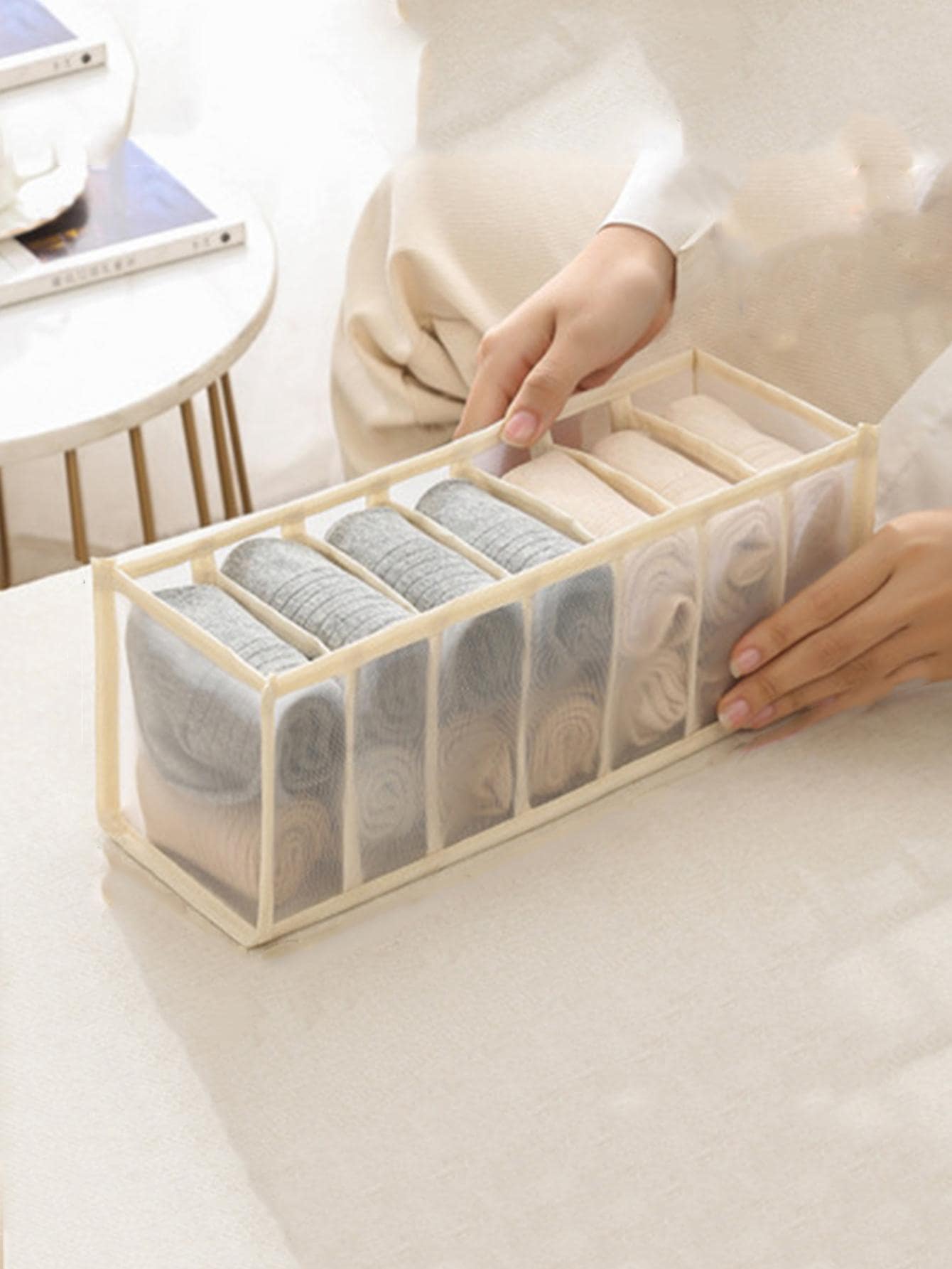 1pc Clear Multi-grid Underwear Storage Box, Modern Acrylic Sock Underwear Organizer Divider For Home - Multicolor - View 1