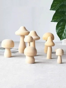 3入組蘑菇形狀裝飾木頭裝飾工藝適用於盆栽植物裝飾用品