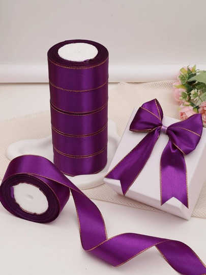 1 rollo Cinta decorativa unicolor regalo envase violeta púrpura poliéster de satén regalo para fiesta