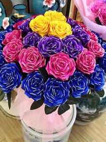 1roll Metallic Trim Gift Wrap Ribbon, Modern Polyester Filament Ribbon For Party,Christmas - Navy Blue - View 6