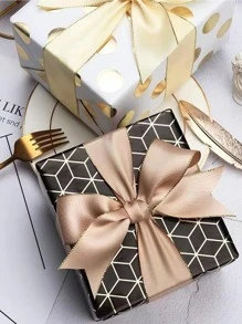 1roll Metallic Trim Gift Wrap Ribbon, Modern Polyester Filament Ribbon For Party,Christmas - Navy Blue - View 8