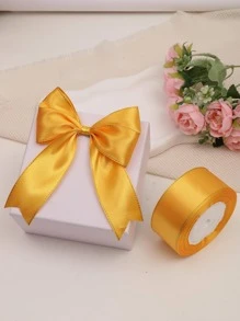 1roll Metallic Trim Gift Wrap Ribbon, Modern Polyester Filament Ribbon For Party - Yellow - View 3