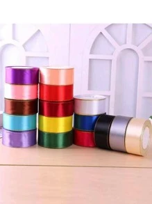 1roll Metallic Trim Gift Wrap Ribbon, Modern Polyester Filament Ribbon For Party - Yellow - View 11