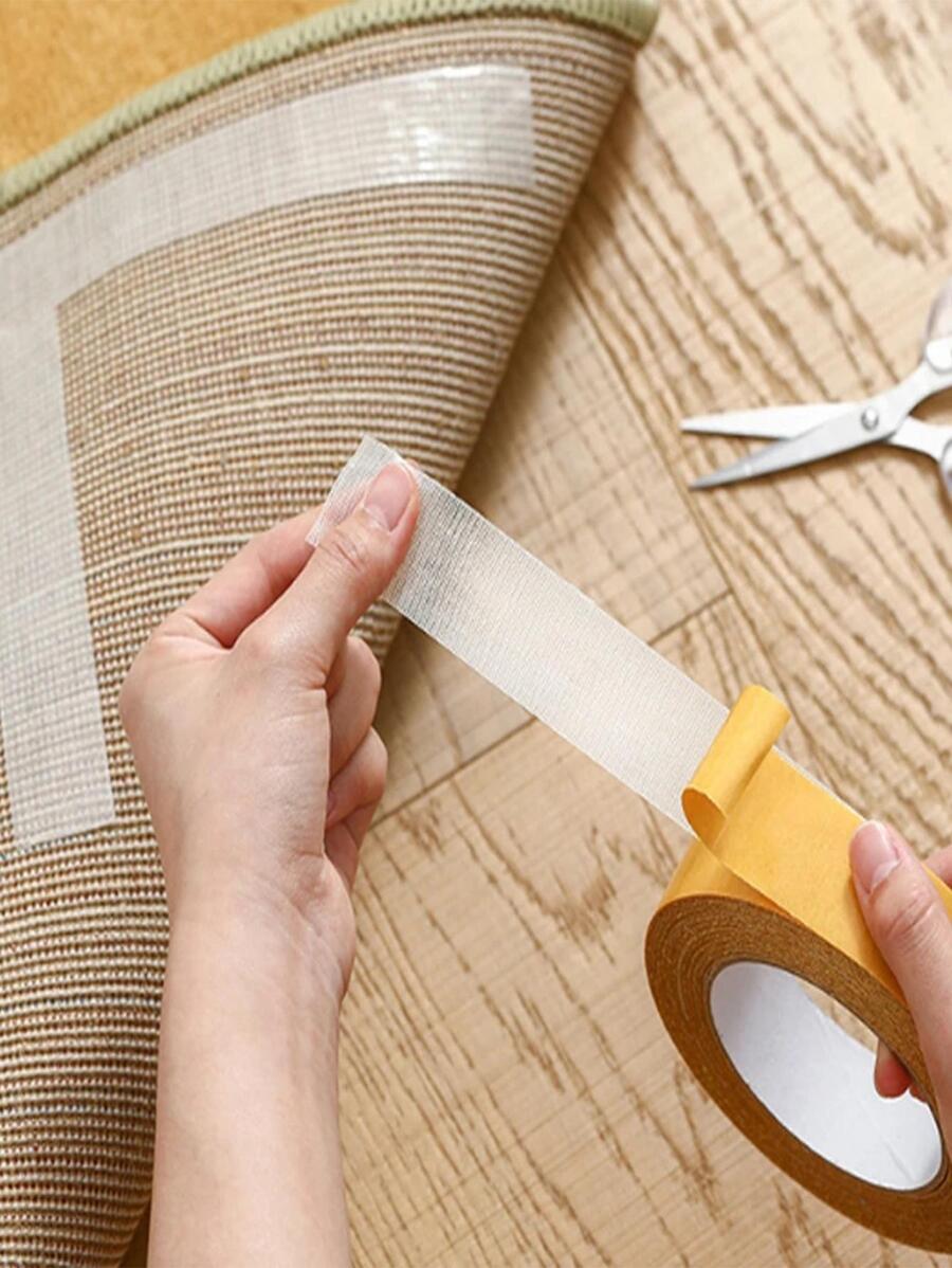 1/2捲黃色膠帶，雙面網狀纖維布膠帶具有強力附著力，適用於家庭使用，耐水性，可拆卸（2厘米） - 黃色 - 查看 1