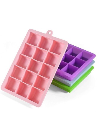 1入組多格冰塊矽膠素色製冰機托盤適用於家庭