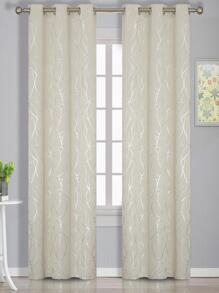 Estelar Textiler 2入組圖形圖案現代滌綸臥室和客廳遮光窗簾 - 杏色 - 查看 3