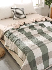 1入組格紋圖案現代織物被子適合夏天