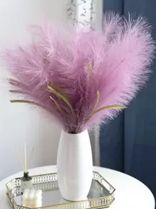 10pcs Polyester Artificial Reed, Modern Artificial Plant For Home Decor - Mauve Purple - View 2