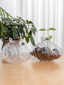 1pc Conch Shaped Clear Hanging Plant Holder - Clear - View 4