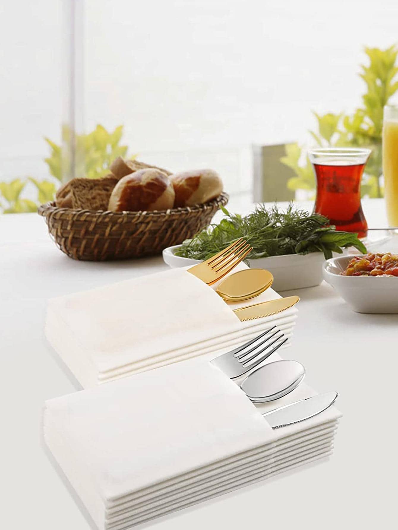 2入組餐巾簡單白色紙餐巾派對 - 白色 - 查看 1