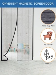 1 cái Polyester Nam Châm Đóng Cửa Muỗi Né - màu đen - Xem 1