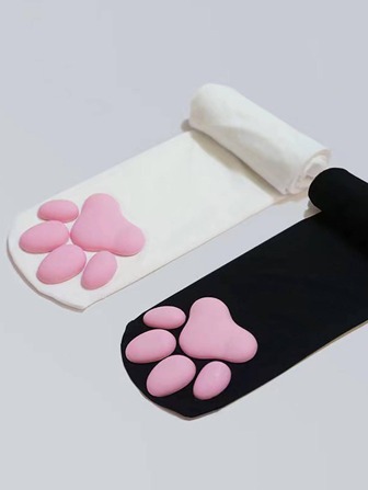 女士3D爪印可爱过膝袜，日常穿着舒适保暖