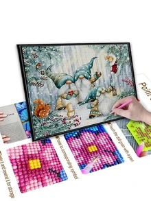 1set PMMA DIY Diamond Painting Without Frame, Gonk & Squirrel Pattern DIY Diamond Unframed Painting For Home Decor, Gift - Multicolor - View 2