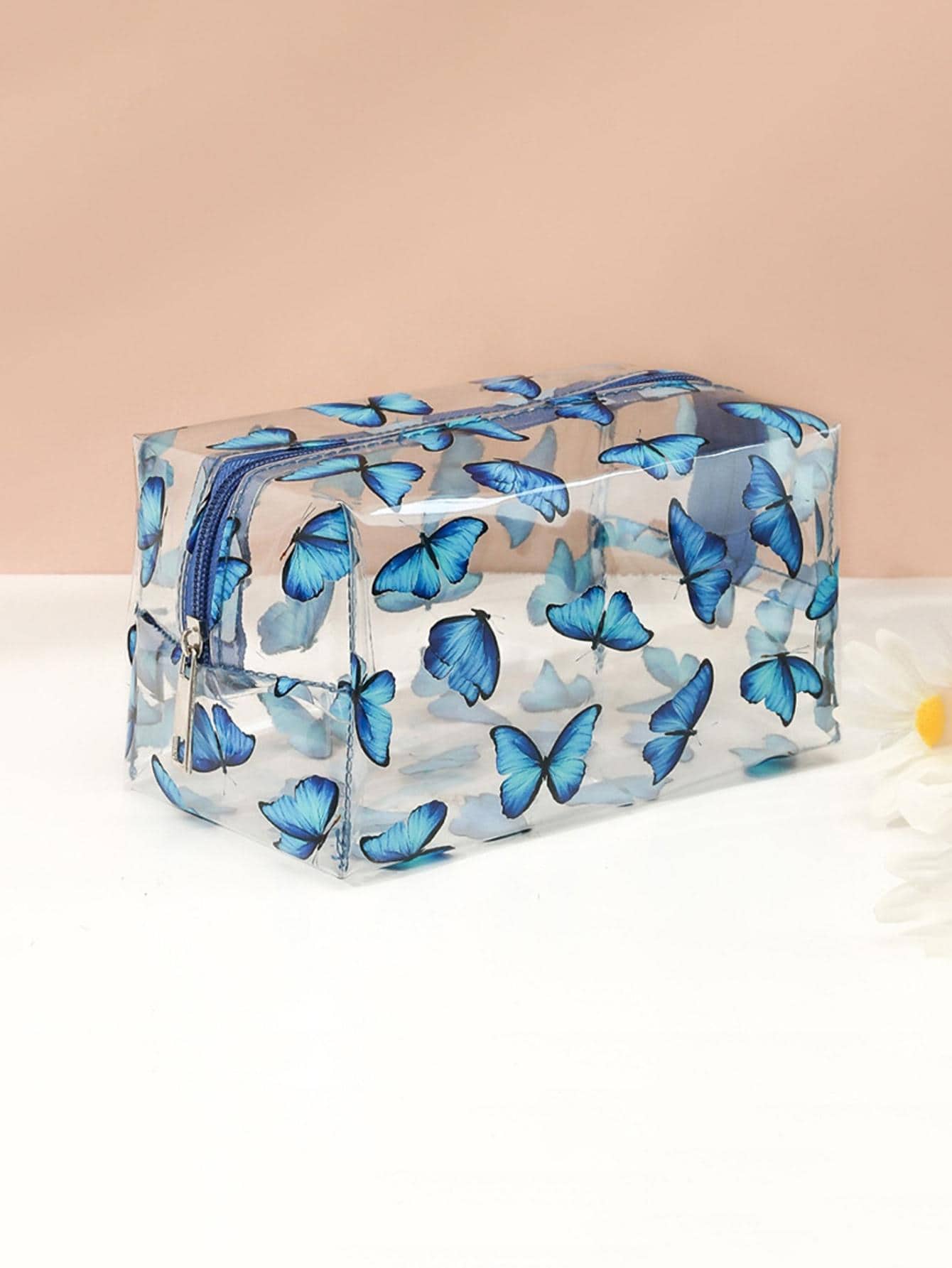 1入組蝴蝶樣式防水洗漱包 - 藍色 - 查看 1