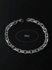 1 Miếng Thời trang Thép không gỉ Chuỗi vòng tay Cho nam giới Để Trang Trí Hàng Ngày , Đối với Đồ trang sức Qủa tặng Và Buổi tiệc - Bạc - Xem 3