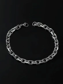 1 Miếng Thời trang Thép không gỉ Chuỗi vòng tay Cho nam giới Để Trang Trí Hàng Ngày , Đối với Đồ trang sức Qủa tặng Và Buổi tiệc - Bạc - Xem 4