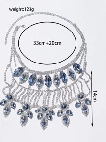 Rhinestone Decor Bib Necklace - Silver - View 3