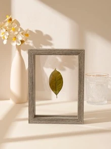 1pc Wooden Photo Frame, Simple Wood Grain Pattern Poster Display Stand Frame For Home - Grey - View 3