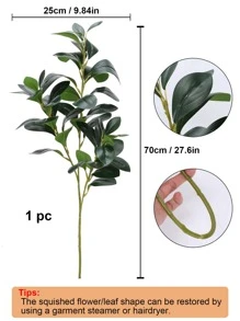 1 件人造植物绿叶茎仿桉树叶椒草叶榕树植物逼真小型假农舍植物适用于家庭室内室外办公桌卧室装饰、情人节、礼物 - 綠色 - 查看 6