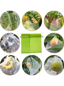 50pcs Plain Drawstring Fruit Protection Mesh Bag - White - View 4
