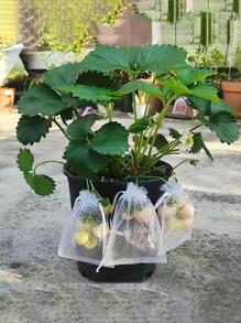 50pcs Plain Drawstring Fruit Protection Mesh Bag - White - View 2