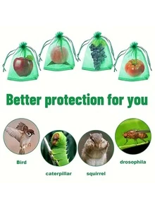 50pcs Plain Drawstring Fruit Protection Mesh Bag - White - View 5