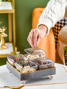 1套透明食物儲藏盒,現代塑膠食物儲藏盒 - 灰色 - 查看 4