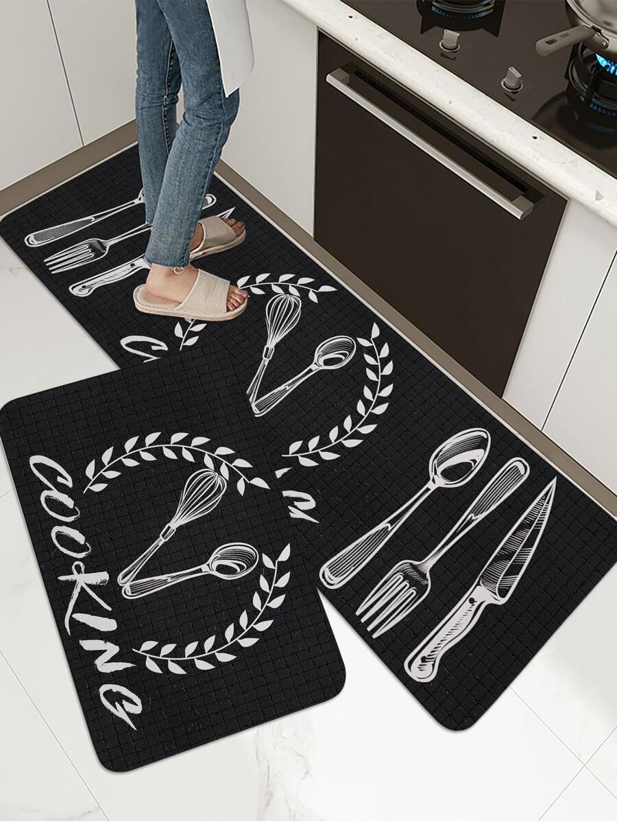 1 pieza Alfombra para cocina batería de cocina patrón cocina moderno poliéster antideslizante para cocina - Multicolor - Ver 1
