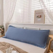 1pc Double Pillowcase, Couple's Pillowcase, Comfortable Breathable Minimalist Fresh Style, Suitable For Single Or Double Bed - Blue - View 2