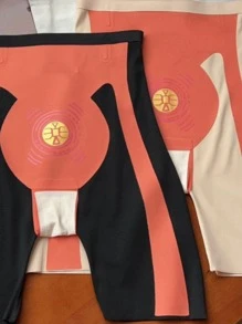 1pc Women's High-Waist Tummy Control Leggings, Black/Nude Compression Skinny Leggings, Suitable For Everyday Workout - Black - View 4