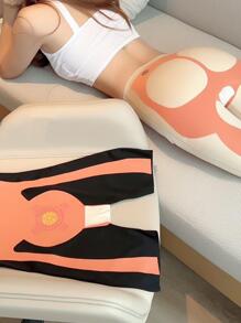 1pc Women's High-Waist Tummy Control Leggings, Black/Nude Compression Skinny Leggings, Suitable For Everyday Workout - Black - View 5