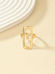Rectangle Decor Ring - Yellow Gold - View 3